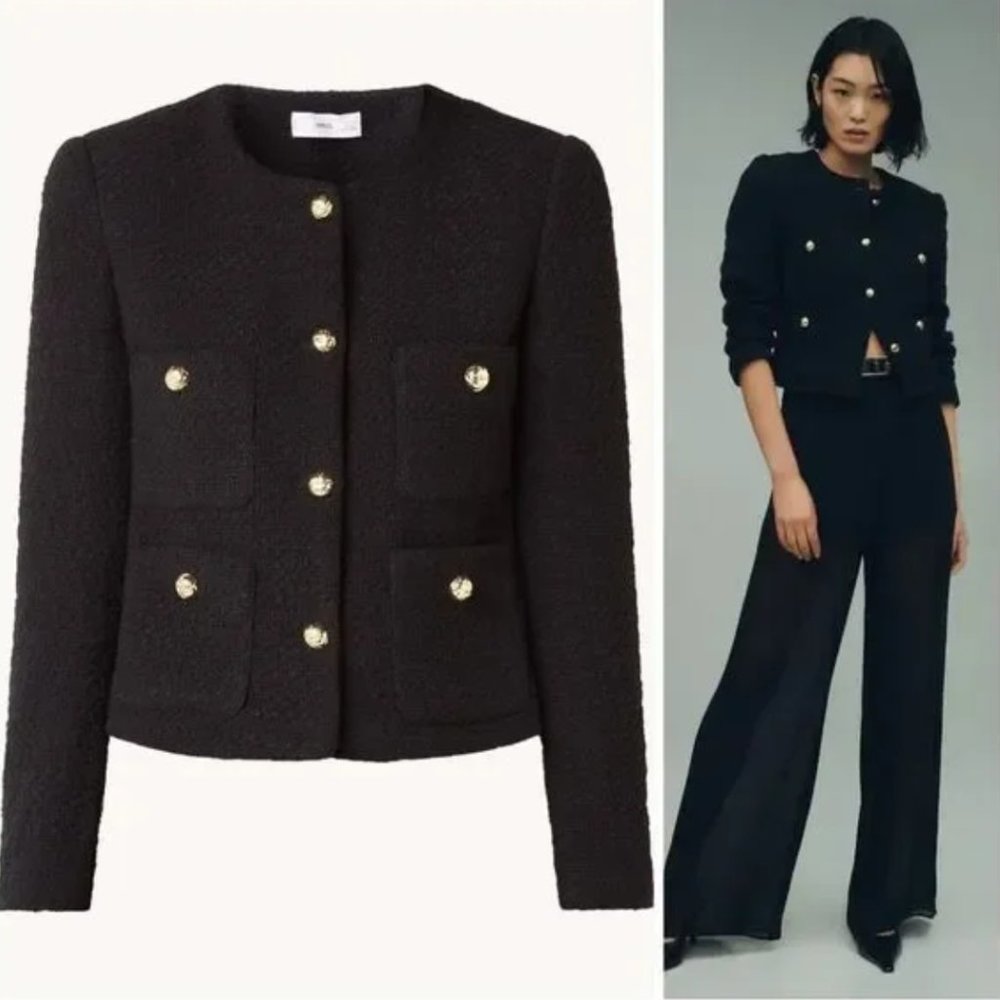 Black Mango tweed jacket, gold buttons